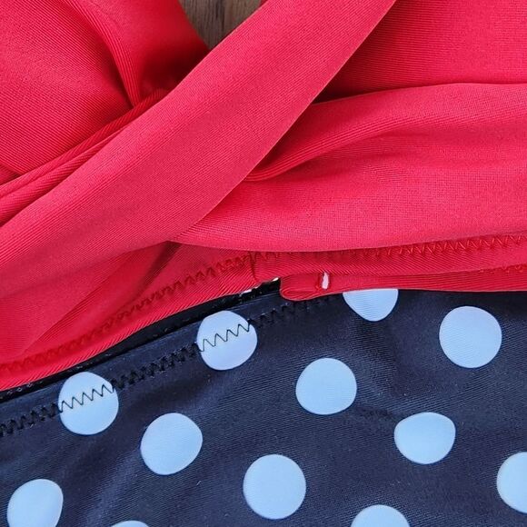 🔸️NIB Red & Black w/White Polka Dot Retro Style Bikini Bathing Suit Small - Picture 10 of 12
